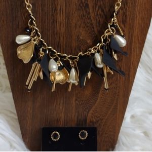 Necklace Earring Set NEW STATEMENT Avon Black In Original Box whimsigoth